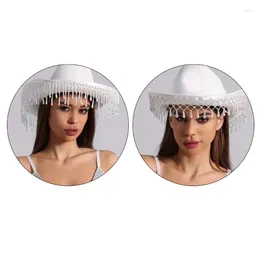 Berets Fringed Cowboy Hat For Women Breathable Wide Brims Beach Music Festival BacheloretteParty Bridal Shower