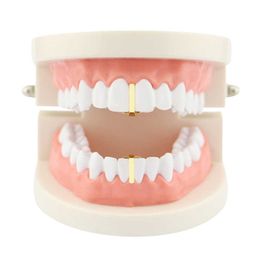 Top stick shape and bottom stick shape smooth 18k gold-plated single hip-hop braces Grills suitable for men and womens jewelry