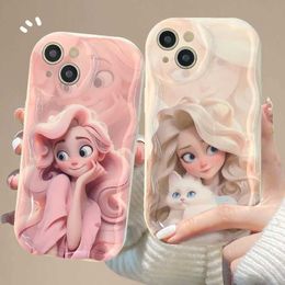 Cell Phone Bumpers Pretty Prinecess Cartoon Wave Light TPU Soft Phone Case for iPhone 15 14 13 Pro Max 12 11 Pro max X XS Max XR 7 8 Plus SE Cover Y240423