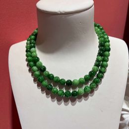 Designer Necklace Luxury Round Bead Emerald Texture Beaded Necklace Long and Elegant Natural Stone Necklace Vintage Choker Necklaces Collier Agate Pendants