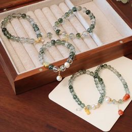 Vintage Quartzite Gourd Zircon Flower Natural Green Ghost Crystal Beads Bracelets for Women Fashion Jewellery Accessories YBR1145 240423