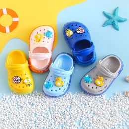 Summer Kids Sandals Cute Boy Girl Mules Cartoon Baby Rubber Soft Sole Beach Slippers Flat Childrens Garden Shoes Toddler Crib 240418