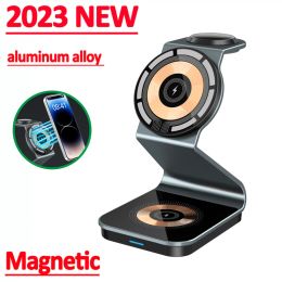 Chargers 15W 3 in 1 Magnetic Wireless Charger Stand for iPhone 14 13 12 11 Apple Watch 8 7 6 AirPods Fast Wireless Charging Dock Station