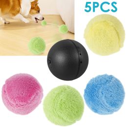 Control 5pcs Cat Plush Ball Toys Automatic Rolling Smart Toys Interactive Magic Toy Ball Kitten Training Toys Indoor Playing Pets Toys