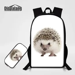 Backpack American Style School Bags Hedgehog Printed Bookbag For Teen Girls 16 Inch Sublimation Polyester Schoolbag With Pencil Case