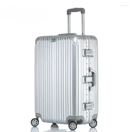 Suitcases 2024 MOJY Factory Direct Sales Korea Private Customization 26 Inch Silver Aluminium Carry On Motorcycle Travel Bag Luggage