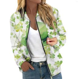 Women's Jackets Long Sleeve Lightweight Zip Short Christmas Print Jacket Casual Quilted With Pockets Clothes