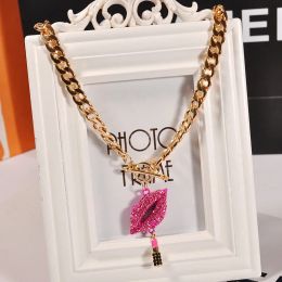 Necklaces Chokers Chains Crystal Red Lipstick Pendant Necklaces for Women Jewellery Free Shipping Items