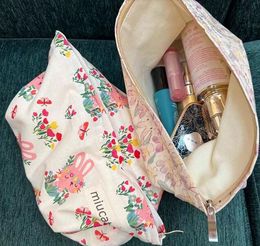 cartoon rabbit flower cosmetic bags printing Cotton portable makeup bag travel ultralight toiletry storage bag
