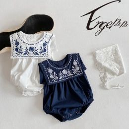 One-Pieces Engepapa Baby Girls Romper Summer Newborn Embroidery Flower Cotton Jumpsuit Infant Rompers Toddler Clothes