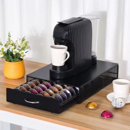 Drawers 40 Cups Coffee Nespresso Capsule Drawer Holder Coffee Pod Storage Rack Stainless Steel Vertuo line Stand Organisation