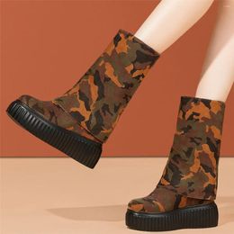 Boots Platform Pumps Shoes Women Genuine Leather Wedges High Heel Military Female Top Winter Fashion Sneakers Casual
