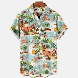 Hawaiian Shirts For Men Fashion Comfortable Unisex Short Sleeve Tops Beach Travel Surf Casual Oversized Mens 240419