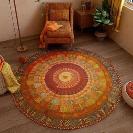 Carpet Persian Retro National Style Round Living Room Carpets Coffee Table Hanging Basket Rotating Chair Floor Mat Bedroom Bedside Rug T240422