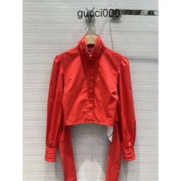Brand Same Style Shirts 2024 New Spring Summer Stand Collar Long Sleeves Fashion Luxury Womens Blouses Designer Tops 0112-1