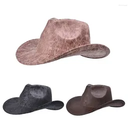 Berets Large Brims Western Cowboy Hat Music Festival Costume Texture Cowgirl Headwear