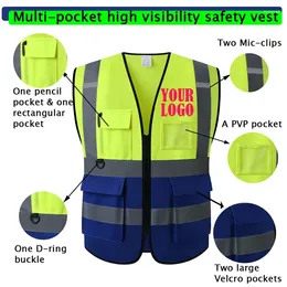 Motorcycle Apparel Reflective Safety Vest High Visibility Custom Logo XXXL Security Protection Working Jacket Waistcoat Summer