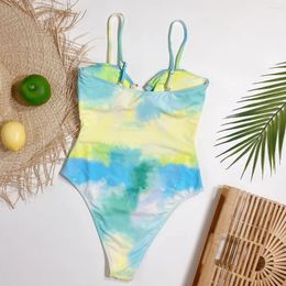 Women's Swimwear 2024 Tie Dye Hollow Sexy Women One Piece Swimsuit Monokini Maio Biquini Mujer Trikini Badpak Dames Bikini Maillot Femme