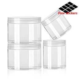 Jars 10pcs clear Cap Round Wide Mouth Plastic Storage Jars Container Canister Transparent Travel Bottle Pot 30/50/60/80/100/120/150ml