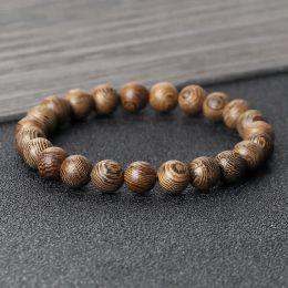 Strands Natural Wooden Beaded Bracelet Prayer Buddha Bangle Rosary Meditation Bracelet Bangle for Men Women Yoga Healing Balance Jewelry