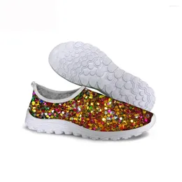 Casual Shoes 3D Paillette Printing Women Mesh Summer Fashion Blinking Design Loafers Beach Footwear Slip On Flats Sneaker