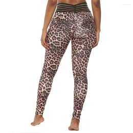 Yoga Outfits Women Leopard Sexy High Elastic Waist Back Wrinkle Pockets Pants Running Leggings Slim Fit Breathable Fitness Sports