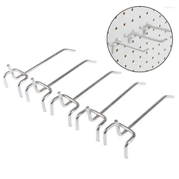 Kitchen Storage 5pcs Hook Panel Perforated Wall Rack Accessories Garage Market Workshop DIY Fixing Shelf Metal Silver Hanger