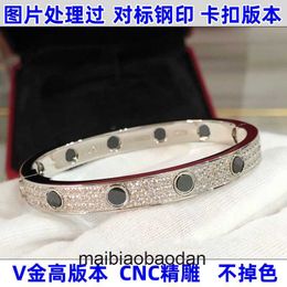 High End jewelry bangles for Carter womens Vgold black nail full sky bracelet plated with 18k white gold CNC full diamond screw buckle three row diamond bracelet Origi