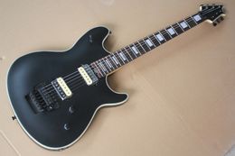 Matte Black Floyd Rose Electric Guitar with White Pear Block Inlays,Rosewood Fingerboard,Can be Customised