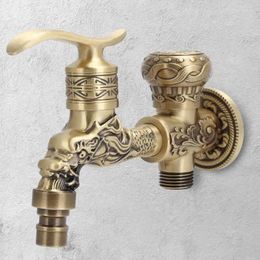 Bathroom Sink Faucets G1/2 Wall Mounted Washing Machine Faucet Brass Retro Cold Water Tap Supplies