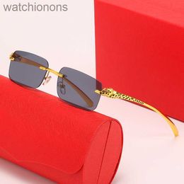 Top Grade Carter Designer Sunglasses for Women Men Golden Leopard Square Mens Sunglasses Flat Mirror Trend Frameless Metal Sunglasses with Logo Box