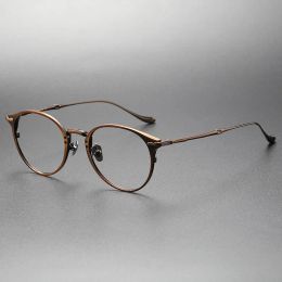 Lenses Japanese Designer Pure Titanium Glasses Frame Men Vintage Round Ultralight Myopia Eyeglasses Handmade Prescription Eyewear M3112