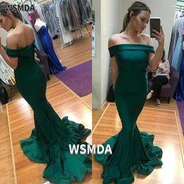 Party Dresses 2024 Off-the-shoulder Zipper Mermaid Prom Dress Satin Sweep Train Trumpet Formal Gown Special Occasion Custom Made
