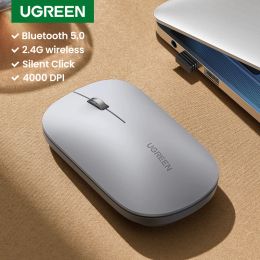 Mice UGREEN Mouse Wireless Bluetooth 2.4G Silent Mice 4000 DPI Left Right Hand For MacBook Tablet Computer Laptop PC Wireless Mouse