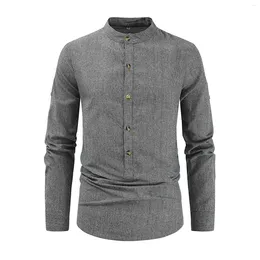 Men's T Shirts Casual Spring And Fall Shirt Standing Collar Button Long Sleeved Blouse Corduroy Men Mens Christmas
