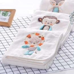 sets Newborn Baby Blanket Cartoon Embroidery Fox Lion Originality Flannel Kids Bedding Summer Infantil Swaddle Receiving Blankets