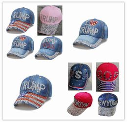 trump baseball cap usa hat election campaign hat cowboy diamond cap adjustable snapback women denim diamond hat vs biden kamala ha8034941