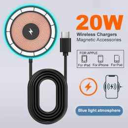 Chargers 15/20W Fast Magnetic Wireless Charger EU US Fast Charging Cable Wireless Chargers USB Type C Convenient Phone Home Accessories