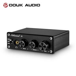 Converter Douk Audio Q3 HiFi USB DAC Mini Digital to Analog Converter Headphone Amp Coax/Opt to 3.5mm Audio Adapter with Treble Bass