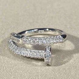 Starry ring love rings Creative Luxury Full Diamond Geometric Ring Elegant and Popular on the Internet Trendy Opening Surrounding Diamond Nail Ring