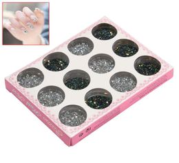 12 Mix Colour Glitter Sequin Discs Dots Acrylic UV Gel False Tips Nail Art Decor2525145