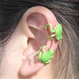 Earrings Personality Fashion Funny Frog Ear Clip For Women Cute Green Animal Earrings Without Pierced Ear Bone Clip Party Jewelry Gift