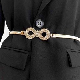 Waist Chain Belts Fashion Rhinestone Gold Chain Belt Female Waist Elastic Thin Waistband Designer Belts For Women High Quality Luxury Silver Metal