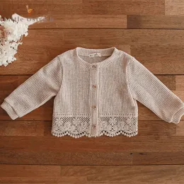 Coats Newborn Baby Girl Cotton Lace Sun Protection Clothing Long Sleeve Solid Cardigan Infant Toddler Summer Coat Baby Clothes 3M5Y