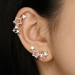 Earrings 1pc Sring Star Earclimber Earrings for Women Silver Colour Ear Clip Cuffs No Piercing Earing Kpop Fashion Jewellery Gifts EF089