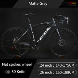 Bikes 26 Inch Mountian Bike Road Bike Bicycle Steel Frame 48cm Bicycle 24 Speed Double Disc Brake Racing Bike Freewheel Y240423