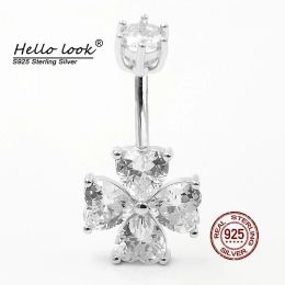 Jewellery HelloLook Heart Zircon Charms Navel Piercing Ring Sexy 925 Sterling Silver Belly Button Ring Belly Pierc Body Jewellery