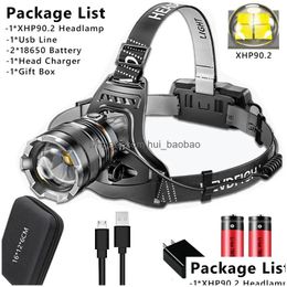 Headlamps 1000000Lm Led Headlamp Sensor X902 Headlight With Builtin Battery Flashlight Usb Rechargeable Head Lamp Torch Light Lanter Dhdi8