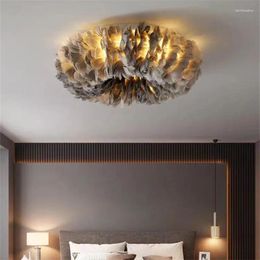 Ceiling Lights Flower Petal LED Light For Nordic Romantic Feather Living Room Background Decoration Girls Decor Lamp