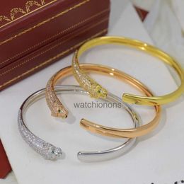 High Quality Luxury Bangle carter Design Good Price Jewellery Packaging Box Custom Well Plated Single Side Crystals Open Stainless Steel Bracelet